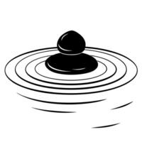 Flat Floating Pebble with Abstract Ripple Effect and Copy Space concept as A smooth pebble floats in mid air with concentric ripples emanating from it representing the serenity of Cleans Set 2 vector