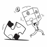 Flat Floating puzzle piece and dollar sign with Financial Puzzle text concept as A sleek design featuring a floating puzzle piece and dollar sign with the text Financial Puz Cleans vector