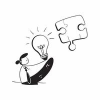 Flat Floating puzzle piece and light bulb with Marketing Solutions text concept as A dynamic featuring a floating puzzle piece and light bulb with the text Marketing Solutio Cleans vector