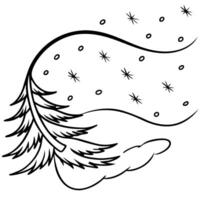 Flat Floating Pine Needle with Abstract Snowfall and Copy Space concept as A pine needle floats gently in mid air with abstract snowfall swirling around it symbolizing the calm of Cleans Set 2 vector