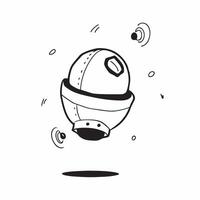 Flat Floating robotic sphere with sensors on an isolated white background concept as A robotic sphere equipped with sensors floating mid air all isolated against a white background Cleans vector