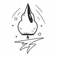 Flat Floating Rain Drop and Thunder Symbol with Stormy Skies Text concept as A rain drop and thunder symbol floating together in mid air with Stormy Skies text subtly included at t Cleans Set 3 vector