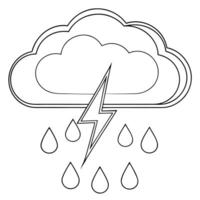 Flat Floating Rain Drop and Thunder Symbol with Stormy Skies Text concept as A rain drop and thunder symbol floating together in mid air with Stormy Skies text subtly included at t Cleans vector