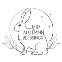 Flat Floating Rabbit and Moon with Mid Autumn Blessings Text concept as A rabbit and moon floating together with Mid Autumn Blessings text below isolated on a white background The Cleans vector