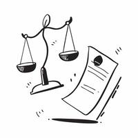 Flat Floating scales and contract with Legal Finance text concept as A sleek illustration featuring floating scales and a contract with the text Legal Finance The design is Cleans vector