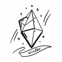 Flat Floating Snowflake and Ice Crystal with Winter Whisper Text concept as A snowflake and ice crystal floating in mid air with Winter Whisper text at the bottom The elements are Cleans Set 3 vector