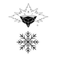 Flat Floating Snowflake and Ice Crystal with Winter Whisper Text concept as A snowflake and ice crystal floating in mid air with Winter Whisper text at the bottom The elements are Cleans vector