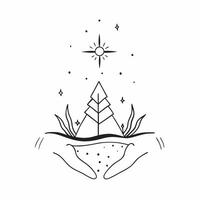 Flat Floating Snowflake and Pine Needle with Winter Calm Text concept as A snowflake and pine needle floating together in mid air with Winter Calm text subtly included at the botto Cleans Set 3 vector
