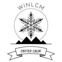 Flat Floating Snowflake and Pine Needle with Winter Calm Text concept as A snowflake and pine needle floating together in mid air with Winter Calm text subtly included at the botto Cleans Set 2 vector