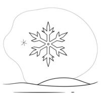 Flat Floating Snowflake with Abstract Freeze Effect and Copy Space concept as A snowflake drifts in mid air with an abstract freeze effect swirling around it symbolizing the quiet Cleans vector