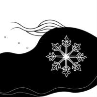 Flat Floating Snowflake with Abstract Cold Breeze and Copy Space concept as A snowflake drifts in mid air with an abstract cold breeze swirling around it symbolizing the quiet stil Cleans vector
