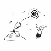 Flat Floating target and briefcase with the word Goal concept as A design featuring a target and a briefcase defying gravity with the word Goal prominently displayed The el Cleans vector