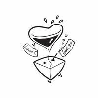 Flat Floating wine glass with splashing liquid forming a heart with Love Wine text concept as A romantic featuring a floating wine glass with liquid splashing into a heart Cleans vector