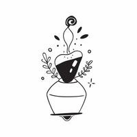 Flat Floating tea kettle with steam forming a floral pattern with Blossom Bloom text concept as A delicate design of a floating tea kettle with steam forming a floral patt Cleans vector