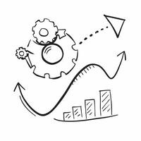 Flat Flying arrow and gear with the word Efficiency concept as A design featuring a gear and an arrow seemingly defying gravity with the word Efficiency prominently displaye Cleans vector