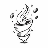 Flat Flying coffee beans and cinnamon sticks forming a morning aroma with Wake Up text concept as A fragrant design of floating coffee beans and cinnamon sticks creating a s Cleans vector