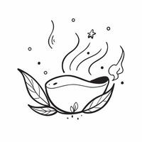 Flat Flying tea leaves and steam forming a calming wave with Relax Unwind text concept as A soothing illustration of floating tea leaves and steam creating a calming wave Cleans vector