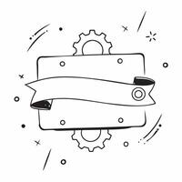 Flat Futuristic gear border with rotating elements and copy space concept as A border frame with a futuristic gear design featuring rotating elements that frame a central copy spac Cleans vector