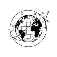 Flat Globe icon with data points hovering around concept as A globe icon with various data points floating around it isolated on a white background This design represents global d Cleans Set 2 vector