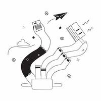 Flat Glossy background with abstract flowing data streams and business icons concept as A glossy background featuring abstract flowing data streams combined with business icons rep Cleans Set 2 vector