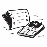 Flat Glossy black leather planner open to a financial calendar on a glass desk concept as A close up shot of a glossy black leather planner open to a financial calendar placed on a Cleans vector