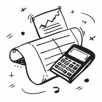 Flat Glossy calculator on a reflective desk with tax documents spread out concept as A close up shot of a glossy calculator on a reflective desk with tax documents spread out aroun Cleans vector