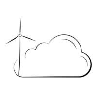 Flat Glossy cloud and wind turbine with holographic wind speed and energy production data concept as A high angle shot of a glossy cloud and wind turbine with floating holographic Cleans Set 2 vector
