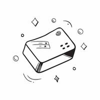 Flat Glossy credit card with floating holographic marketing icons and sale tags concept as A close up of a glossy credit card with floating holographic marketing icons and sale tag Cleans vector