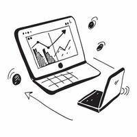Flat Glossy desk with an open laptop displaying a financial dashboard concept as A mid angle shot of a glossy desk with an open laptop displaying a financial dashboard The reflect Cleans vector