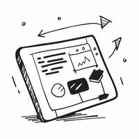 Flat Glossy digital tablet with marketing officers notes and brainstorm ideas concept as A close up of a glossy digital tablet on a desk displaying the marketing officers notes and Cleans vector