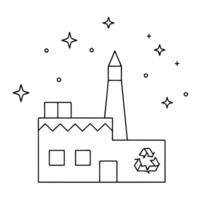 Flat Glossy factory and recycling symbol with holographic waste management data and sustainability goals concept as A dynamic image featuring a glossy factory and recycling symbol Cleans vector