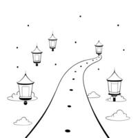 Flat Glossy Garden Path with Lanterns for Mid Autumn Festival concept as A glossy garden path illuminated by lanterns providing a tranquil and reflective background for the Mid Aut Cleans vector
