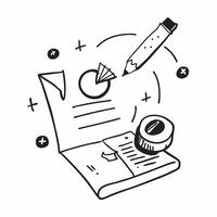 Flat Glossy pen and paper with floating holographic marketing strategy and pie chart concept as A close up of a glossy pen and paper on a desk with floating holographic marketing s Cleans vector
