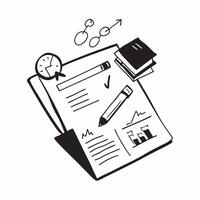 Flat Glossy pen and notepad with marketing goals and timelines concept as A high angle shot of a glossy pen and notepad on a polished desk displaying marketing goals and timelines Cleans vector