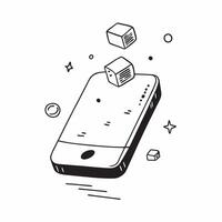 Flat Glossy smartphone on a reflective surface with floating holographic beverage icons and plenty of copy space concept as Close up of a modern smartphone placed on a glossy refle Cleans vector