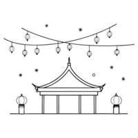 Flat Glossy Rooftop Party with Lanterns for Mid Autumn Festival concept as A glossy rooftop party background with glowing lanterns and festive decorations offering a vibrant and mo Cleans Set 2 vector