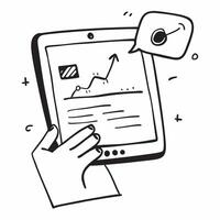 Flat Glossy tablet on a desk with financial graphs and stock charts on screen concept as A close up shot of a glossy tablet placed on a desk displaying financial graphs and stock c Cleans vector