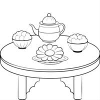Flat Glossy Table Setting with Mooncakes for Mid Autumn Festival concept as A glossy table setting featuring an elegant arrangement of mooncakes and tea with soft lighting reflecti Cleans Set 2 vector