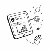 Flat Glossy tablet on a marketing officers desk with campaign analytics concept as A close up shot of a glossy tablet on a marketing officers desk displaying campaign analytics Th Cleans vector