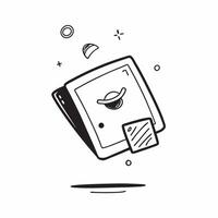 Flat Glossy tablet with a floating holographic teacup and abundant copy space concept as A shiny tablet is centered on a white background with a holographic teacup icon floating gr Cleans vector
