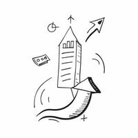 Flat Glowing abstract arrow pointing upward with financial data streams concept as A glowing abstract arrow pointing upward surrounded by financial data streams The camera follows Cleans vector