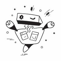 Flat Glowing abstract AI robot with floating code symbols concept as A glowing abstract digital art depiction of an AI robot with floating code symbols surrounding it The robots f Cleans vector