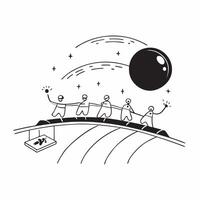 Flat Glowing Abstract Bridge Crossing concept as A glowing abstract depiction of people crossing a bridge under the full moon during the Mid Autumn Festival with luminous waves and Cleans Set 3 vector