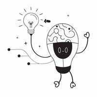 Flat Glowing abstract digital brain with floating data nodes concept as An abstract digital art depiction of a glowing brain with floating data nodes surrounding it The brain is i Cleans Set 2 vector