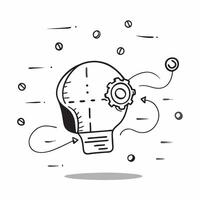 Flat Glowing abstract digital brain with floating data nodes concept as An abstract digital art depiction of a glowing brain with floating data nodes surrounding it The brain is i Cleans vector