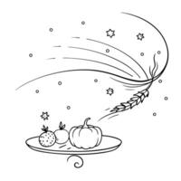 Flat Glowing Abstract Harvest Celebration concept as A digital art depiction of a glowing abstract harvest celebration during the Mid Autumn Festival with symbolic fruits and grain Cleans Set 2 vector