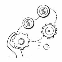 Flat Glowing abstract gears with currency symbols embedded within concept as A glowing abstract set of gears with currency symbols embedded within representing the machinery of fin Cleans vector