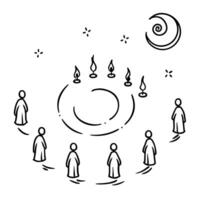 Flat Glowing Abstract Moon Ritual concept as A glowing abstract representation of a traditional moon worship ritual during the Mid Autumn Festival with luminous swirling lights and Cleans Set 2 vector