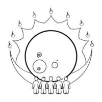Flat Glowing Abstract Moon Ritual concept as A glowing abstract representation of a traditional moon worship ritual during the Mid Autumn Festival with luminous swirling lights and Cleans vector