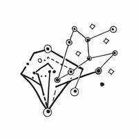 Flat Glowing abstract network nodes representing business connectivity concept as A wide angle shot of glowing abstract network nodes symbolizing business connectivity in scaling o Cleans vector